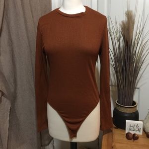 Rust Thong Long Sleeve Body Suit